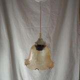 Striated tulip-shaped pendant light, in smoked glass