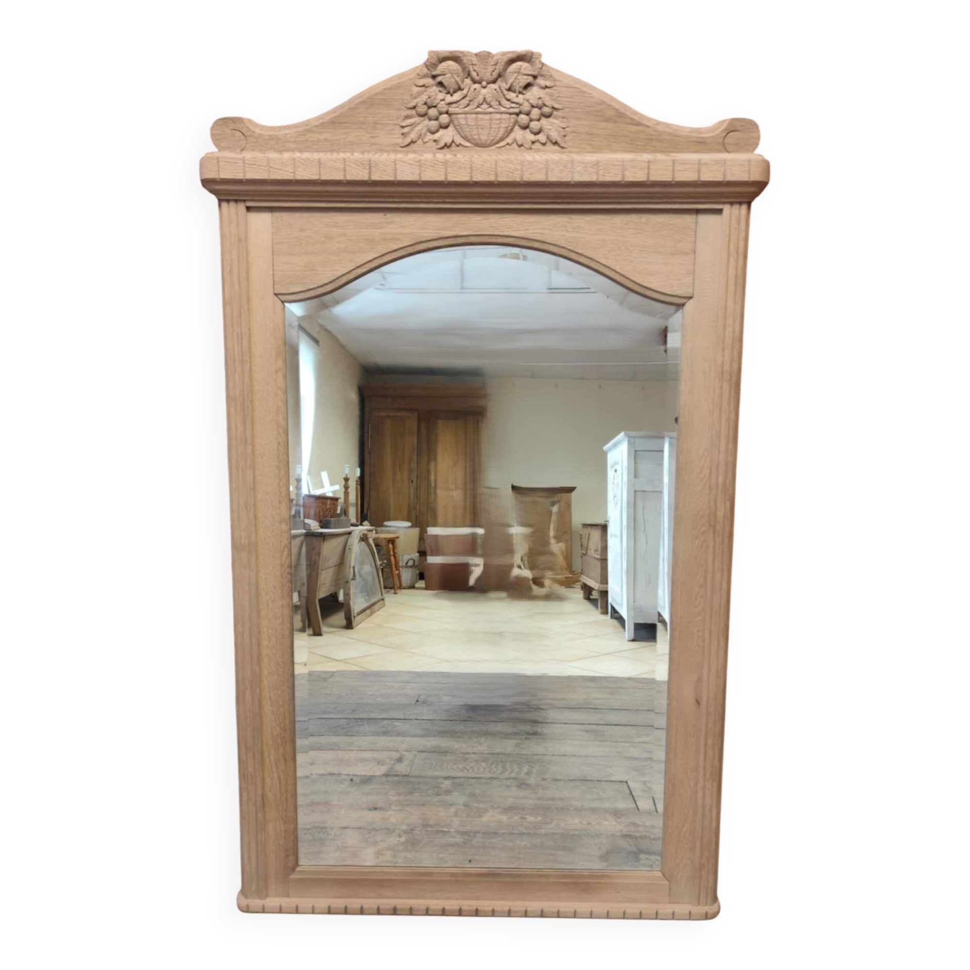 Oak trumeau mirror