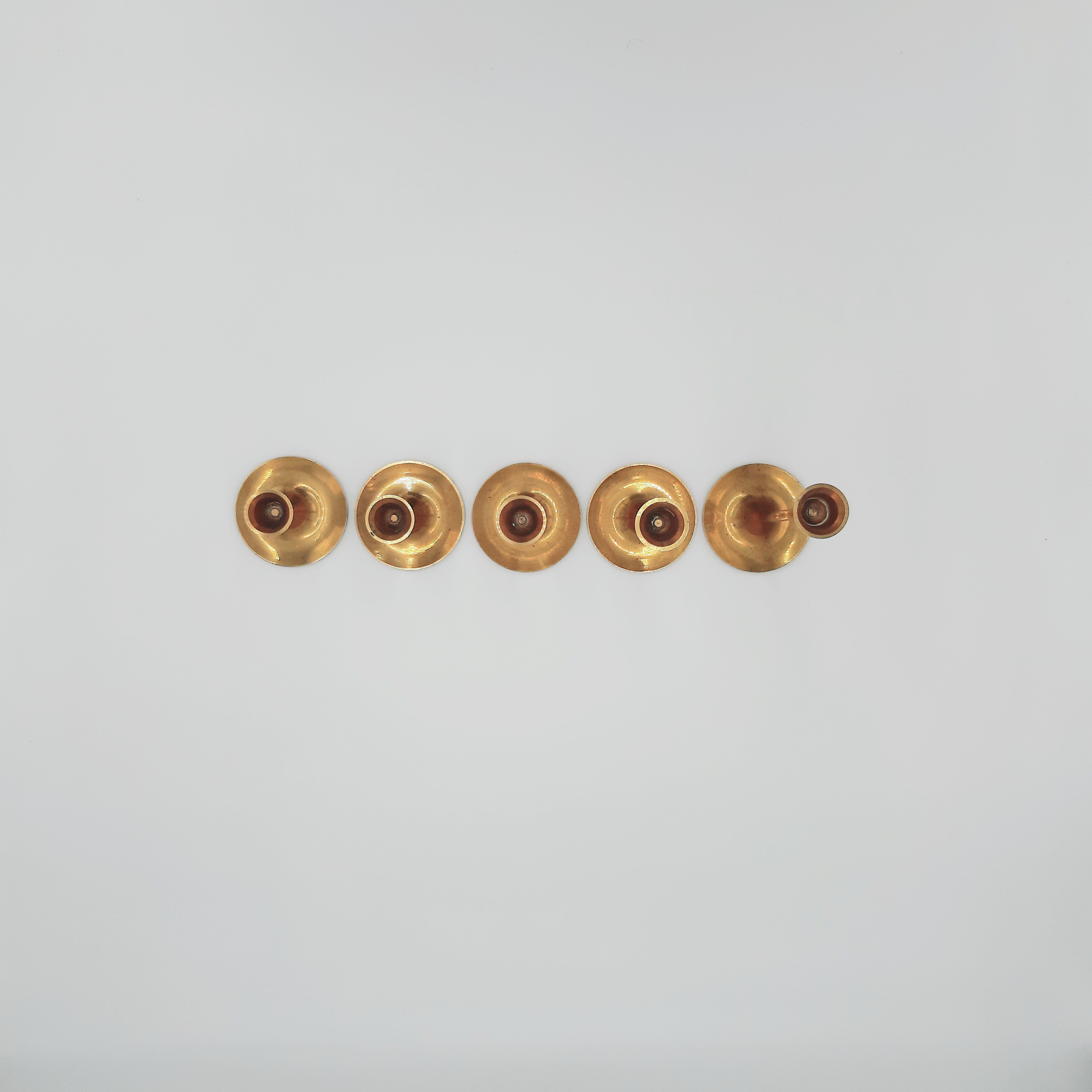 Series of 5 vintage brass chandeliers