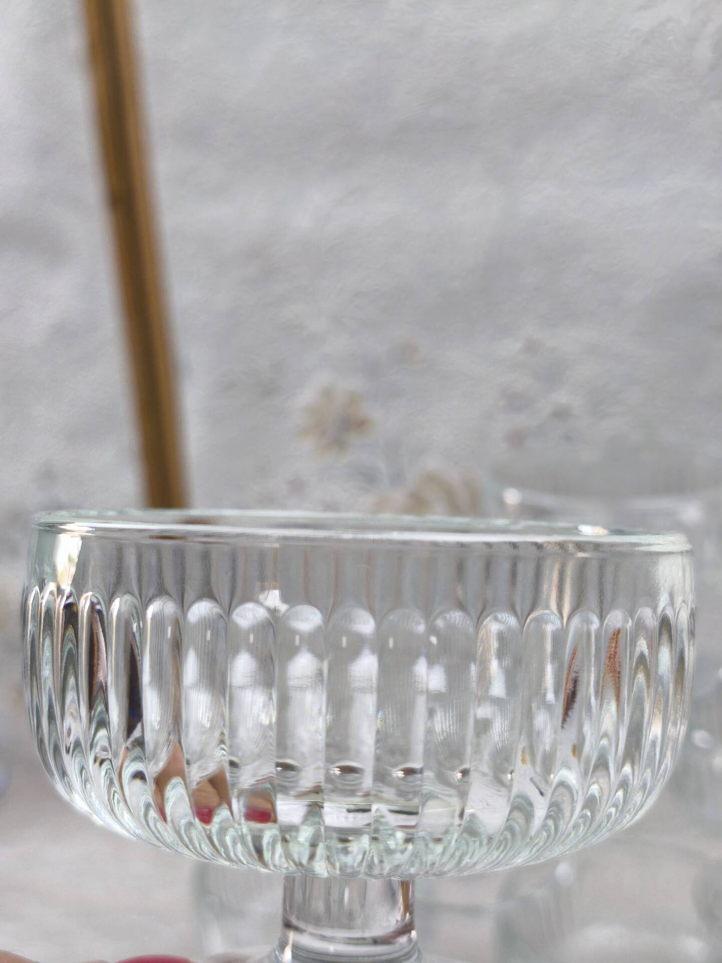 Lot de 10 coupes à dessert vintage en verre côtelé
