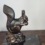 Squirrel bookends signed Tedo, Art Deco