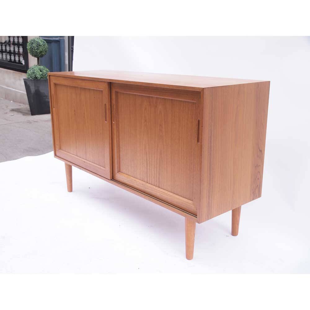 Small vintage Danish Scandinavian sliding sideboard
