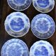 6 romantic blue Lunéville Sarreguemines dinner plates
