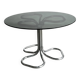 Table italienne vintage en verre fumé et chromé attribué à Giotto Stoppino – Design des années 70