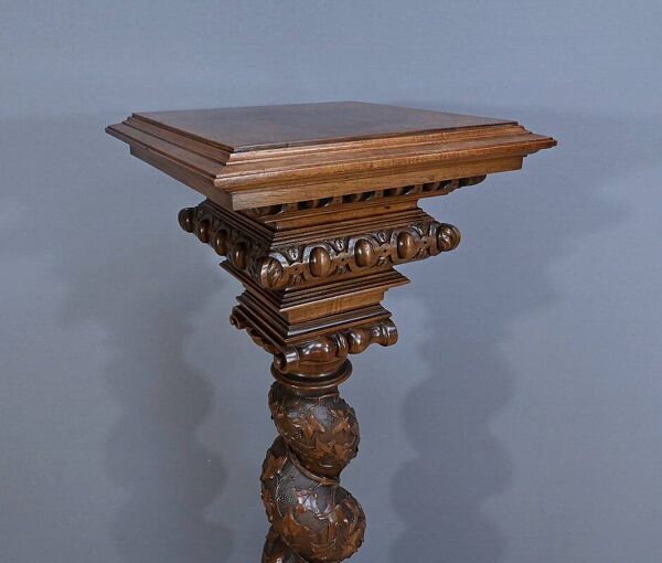 Importante Colonne Pivotante en Noyer massif – 1900