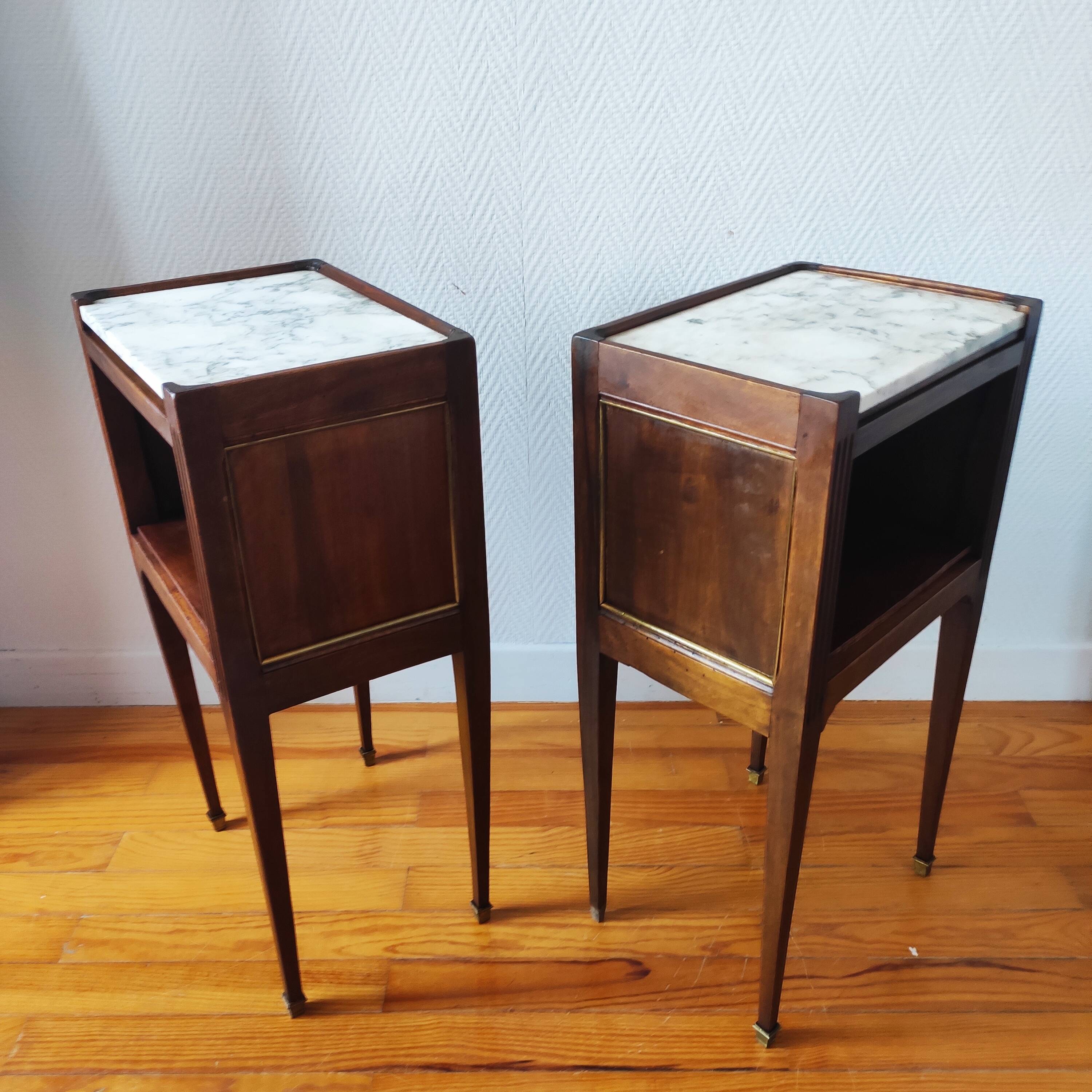 Antique pair of Directoire style bedside tables