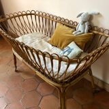 Lit de bebe en rotin vintage