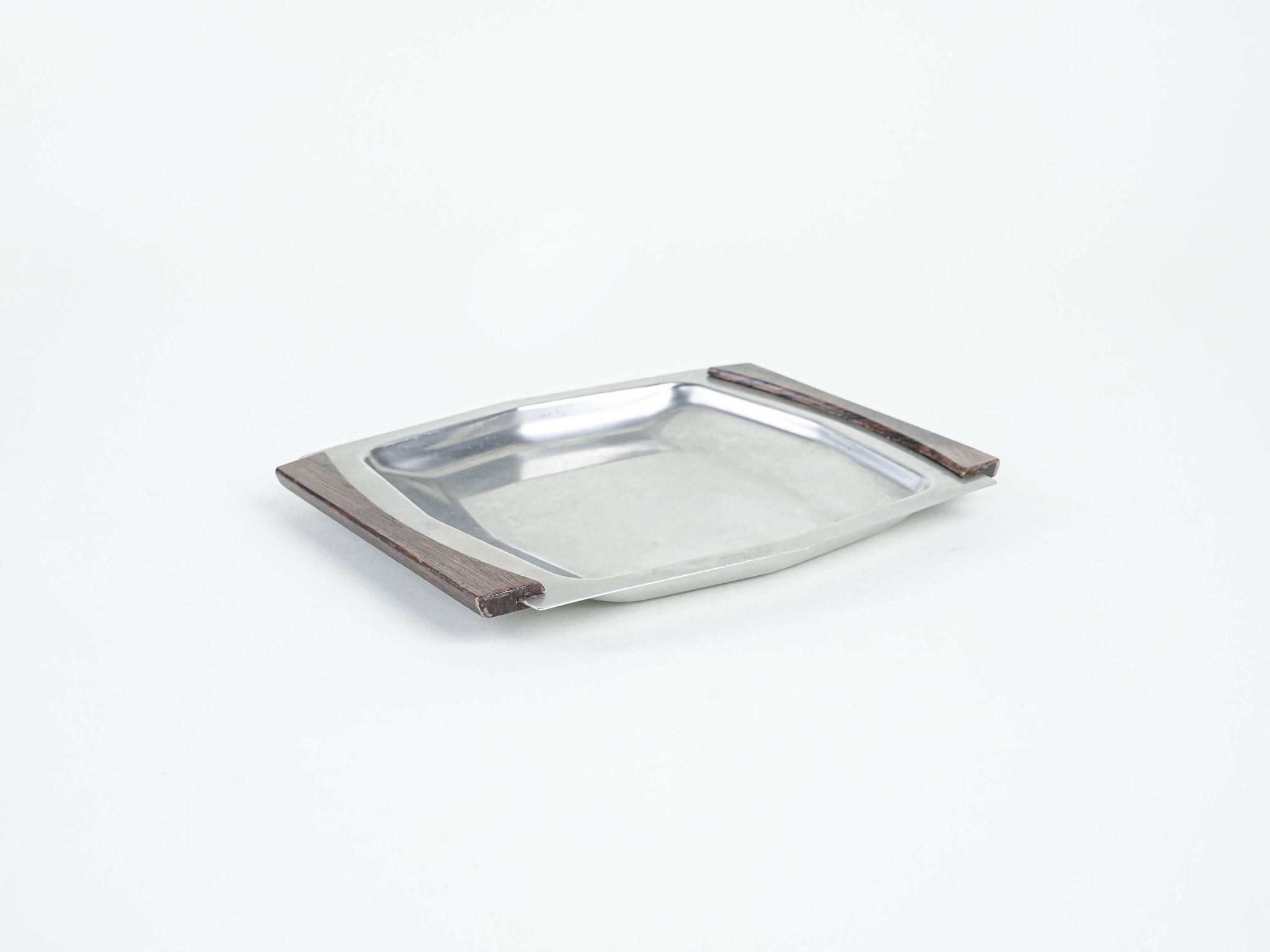 Square stainless steel tray, Danish design, 1970s, made in Denmark
