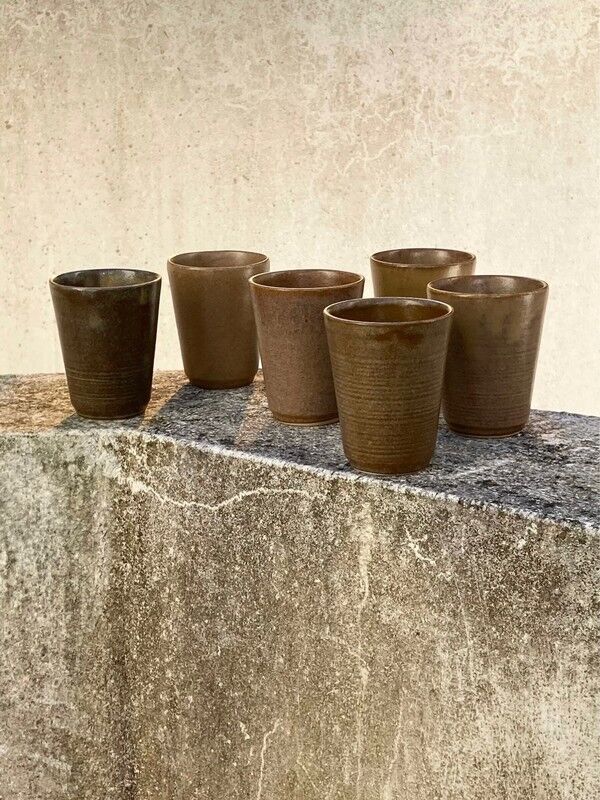 6 stoneware glasses