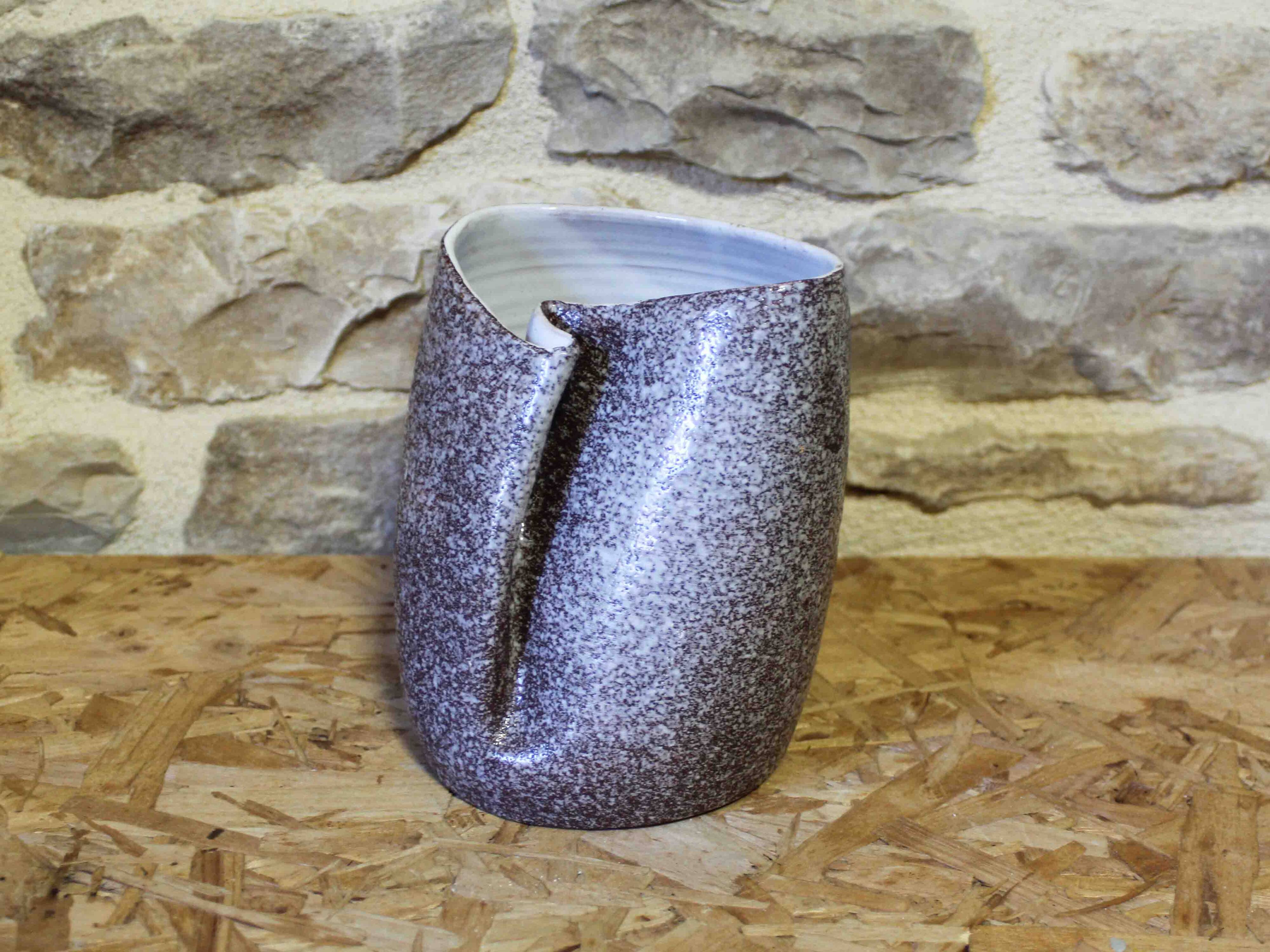 Glazed ceramic vase pleated by Jean Fradin