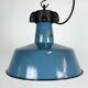 Industrial Blue Enamel Factory Lamp with Cast Iron Top, 1960s