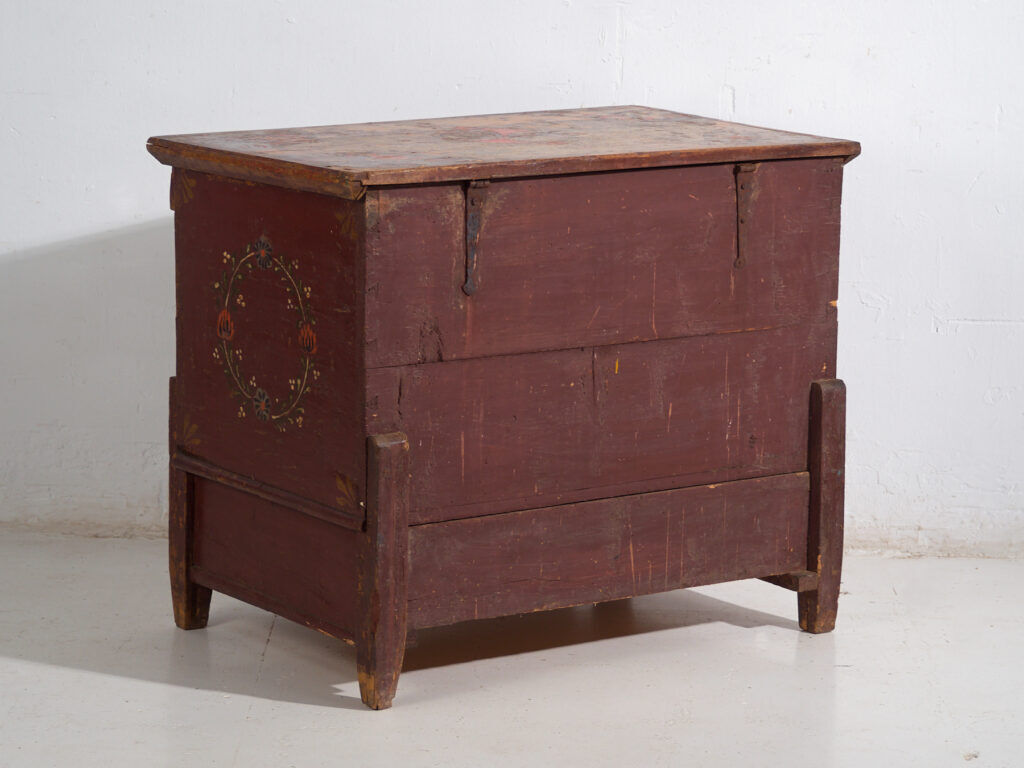 Polychrome pine wedding chest – Central Europe, 1889