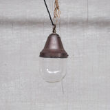 Paire de suspensions industrielles en laiton et verre
