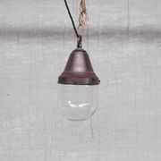 Pair of brass and clear glass industrial pendants