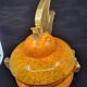 Gérard Crociani soup tureen in orange zoomorphic ceramic French gilded with fine gold Vallauris