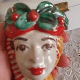 Set of 2 Sicilian vases ceramic heads of caltagirone