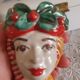 Set of 2 Sicilian vases ceramic heads of caltagirone