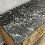 Art Deco chest of drawers in black marble and stripped solid oak
