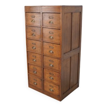 Vintage Dutch Oak Apothecary / Filing Cabinet, 1930s