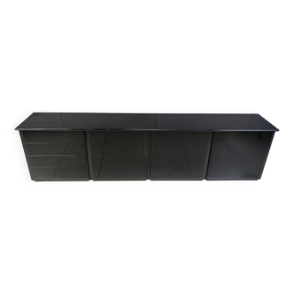 Large vintage black lacquered sideboard, 70s