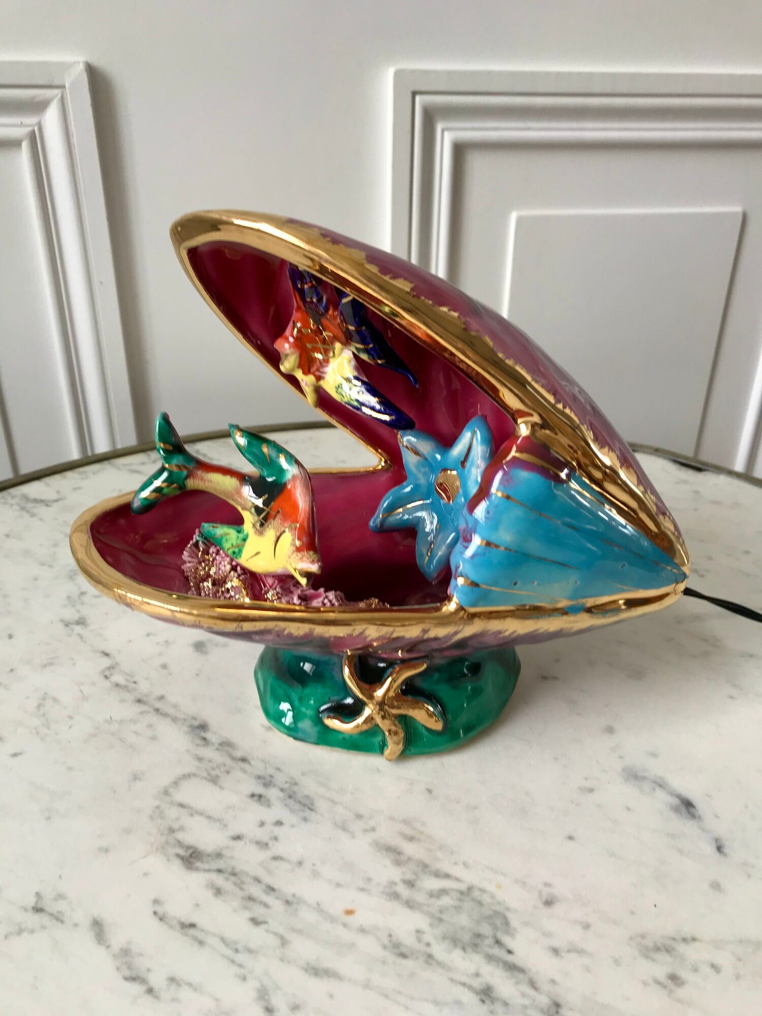 Ceramic table lamp vallauris model "moule" 70s