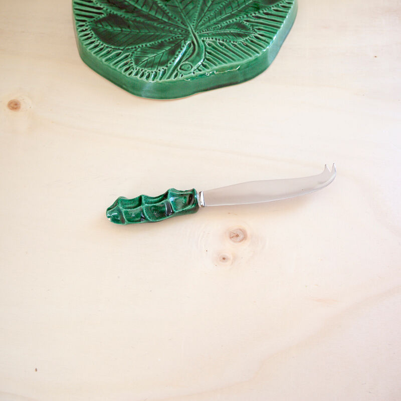 Cheese platter and its art deco green knife
