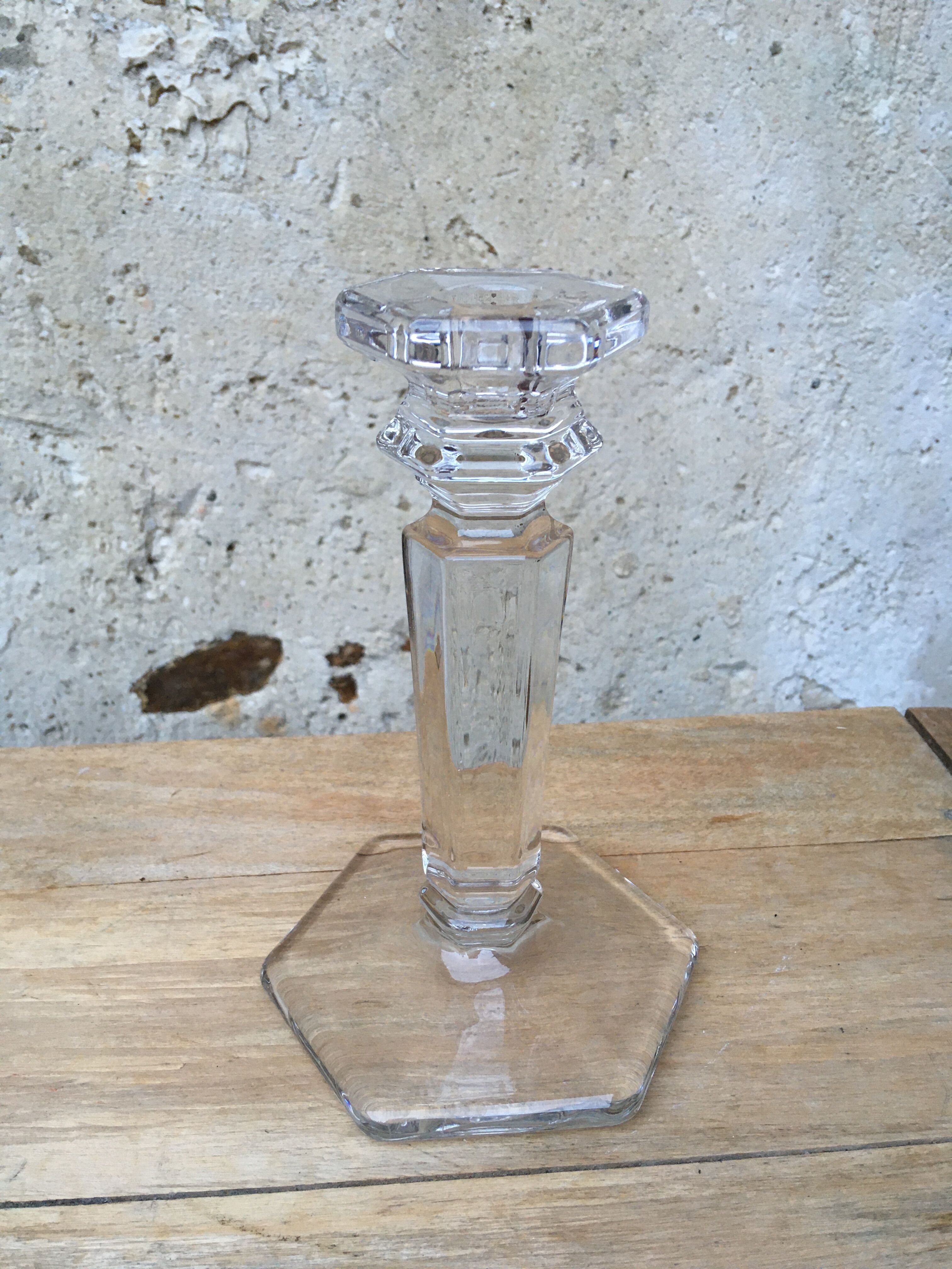 Hexagonal glass candle holder