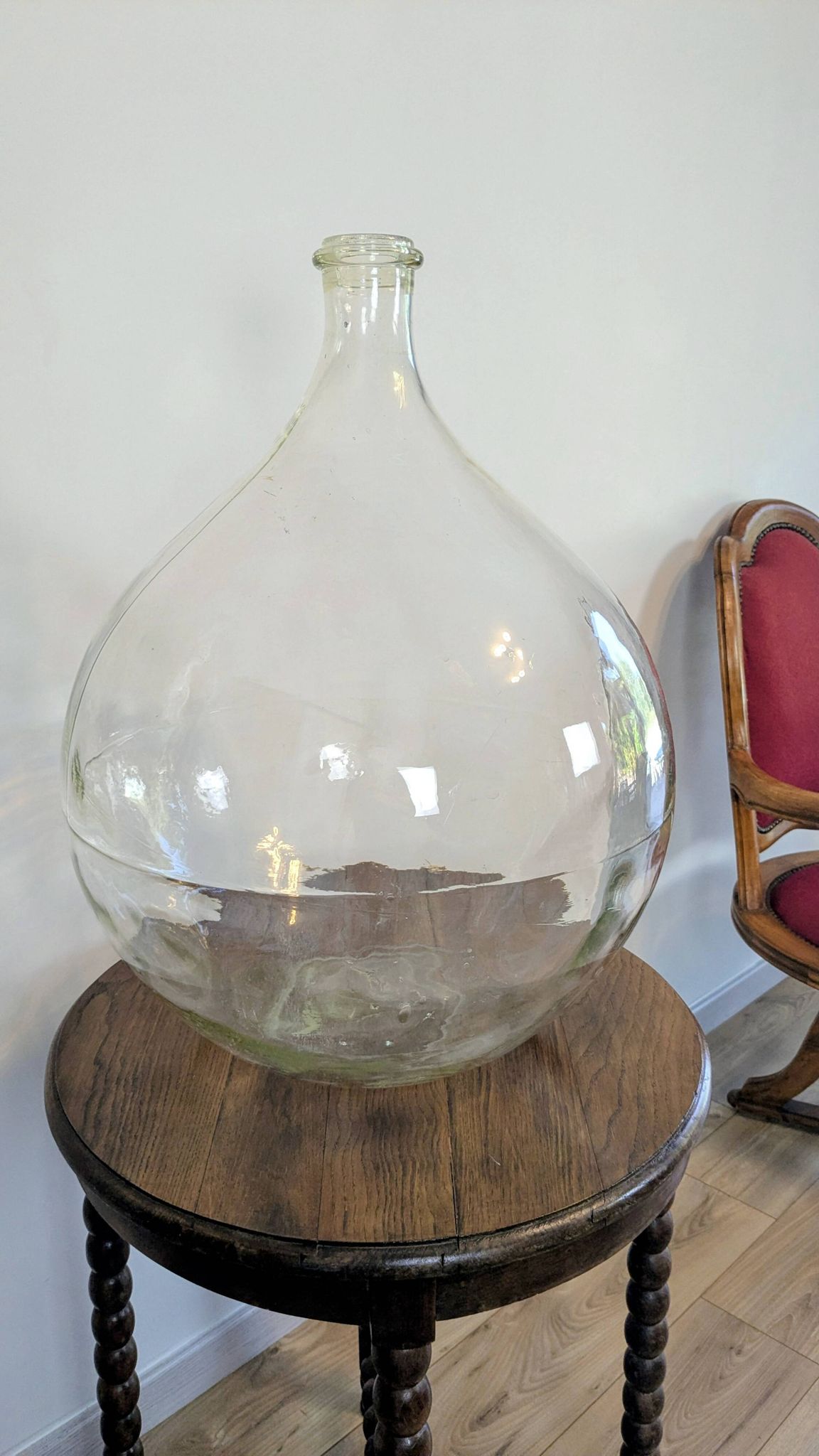 Dame-jeanne ancienne transparente 60L, esprit campagne