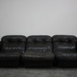 1970s  De Sede Adjustable Brown Leather 3-Seater Sofa  DS-110 James Bond