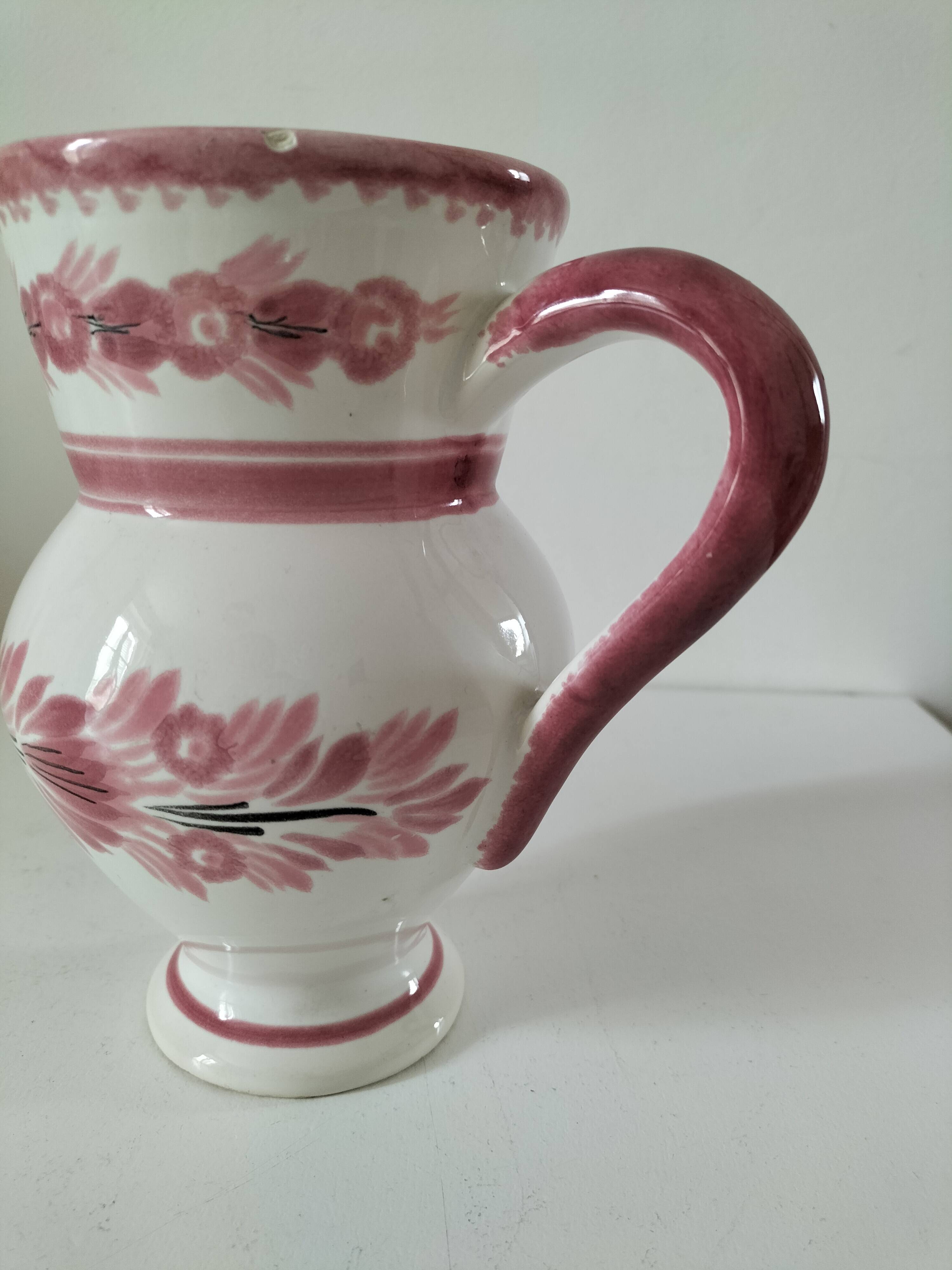 Henriot Quimper Camaïeu pink collection pitcher