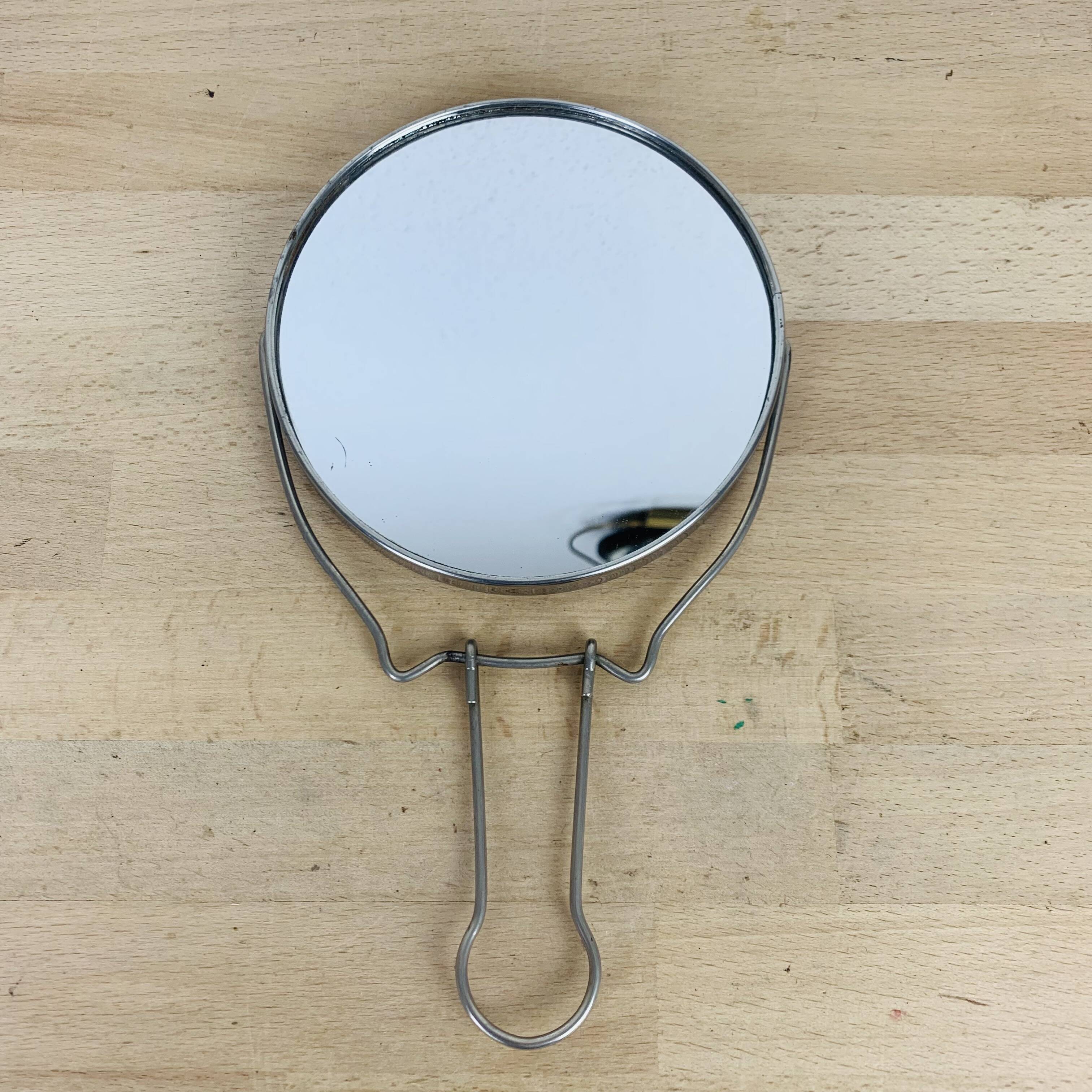 Round double-sided magnifying barber mirror