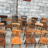 Lot of 15 mismatched bistro chairs in curved wood
