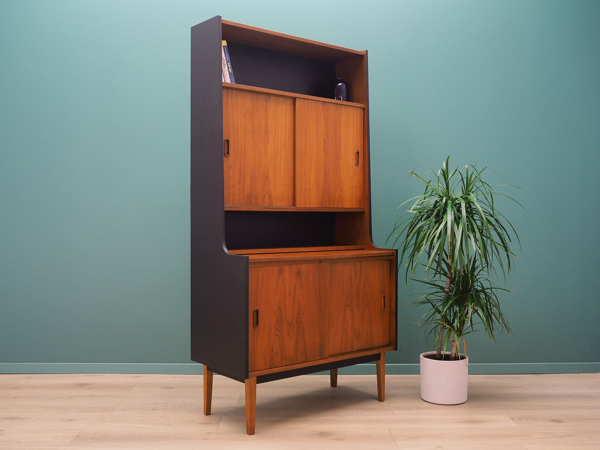 Bookcase teak with bar, Danish design, 70's