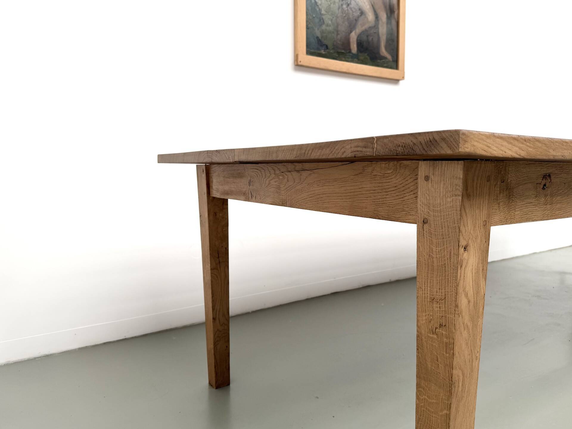 Very large farmhouse table in solid oak, 1950s – L300 cm