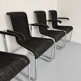 6 chaises noires tubulaires design d'Axel Bruchhäuser modèle D20 bauhaus