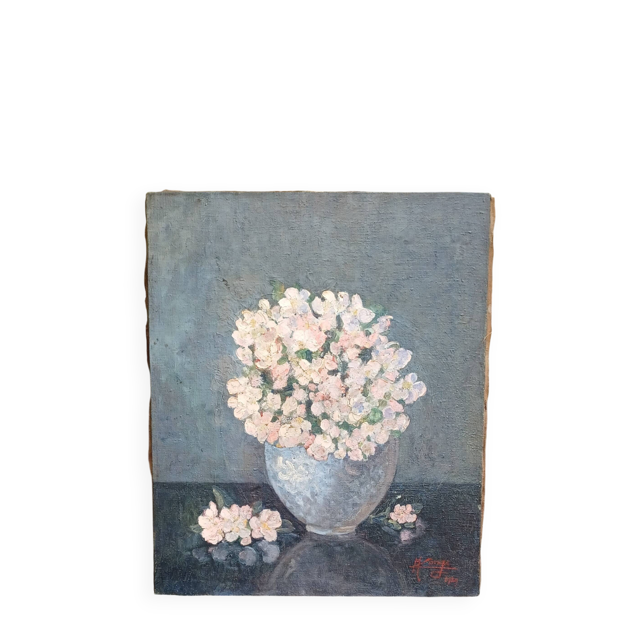 Table of flowers hst signed monge and dated 1929