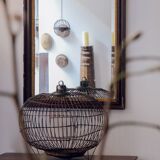 Black lacquered stucco mirror