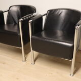 Pair of armchairs in synthetic leather and chromed metal, 1970
