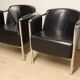Pair of armchairs in synthetic leather and chromed metal, 1970