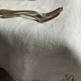 Nappe de vendange ancienne en chanvre teintée en vert mousson