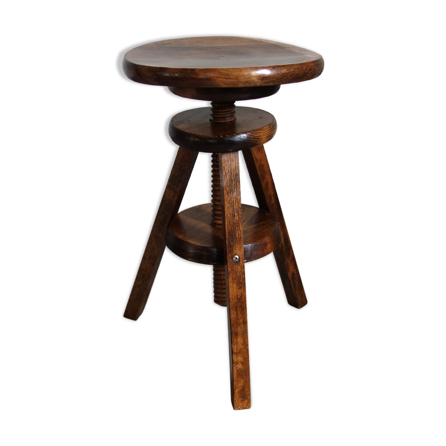 Old tripod wood screw stool