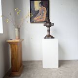 Crucifix sculpture Tramp Art 1900