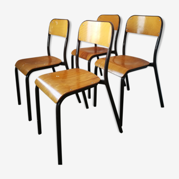 Set de 4 chaises d'école