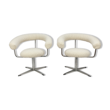 Set of 2 round armchairs, 1970's