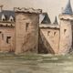 Double-sided watercolor castle landscape