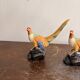 Paire Faisans Barbotine Faïence Art Déco Oiseaux 1930