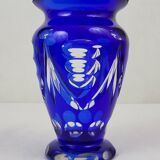 Cobalt blue crystal vase, Czechoslovakia