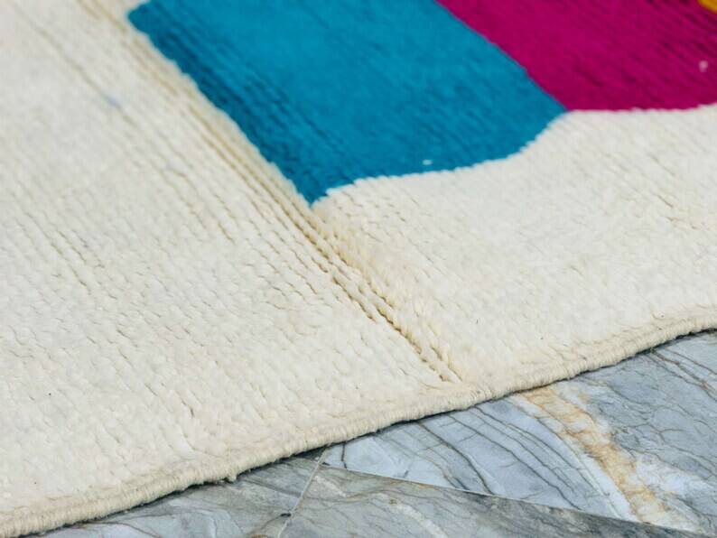 Handmade pure natural wool rug, size 100 x 300 cm