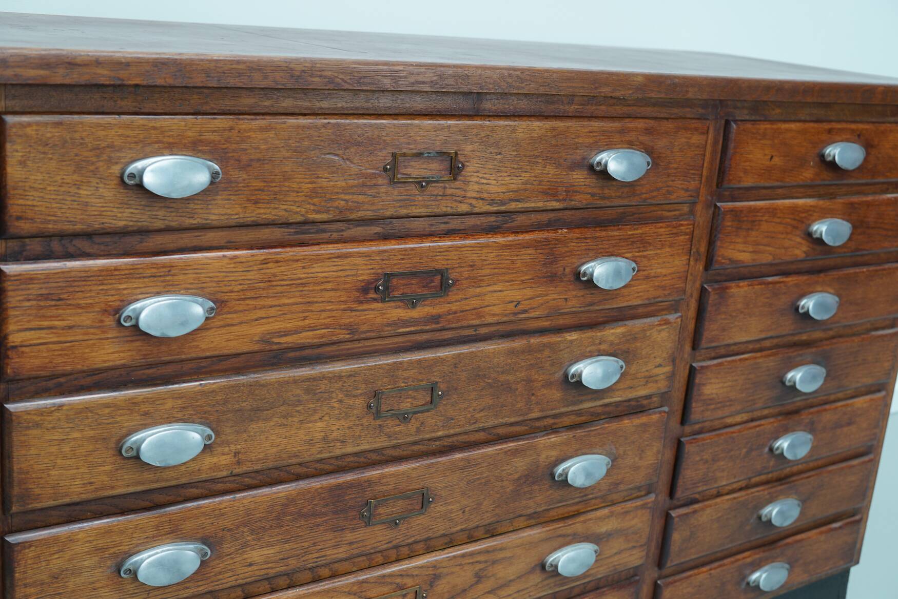 Vintage French Oak Fabric Store Apothecary Cabinet, 1950s