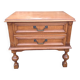 Two-drawer bedside table in oak veneer / 60s-70s